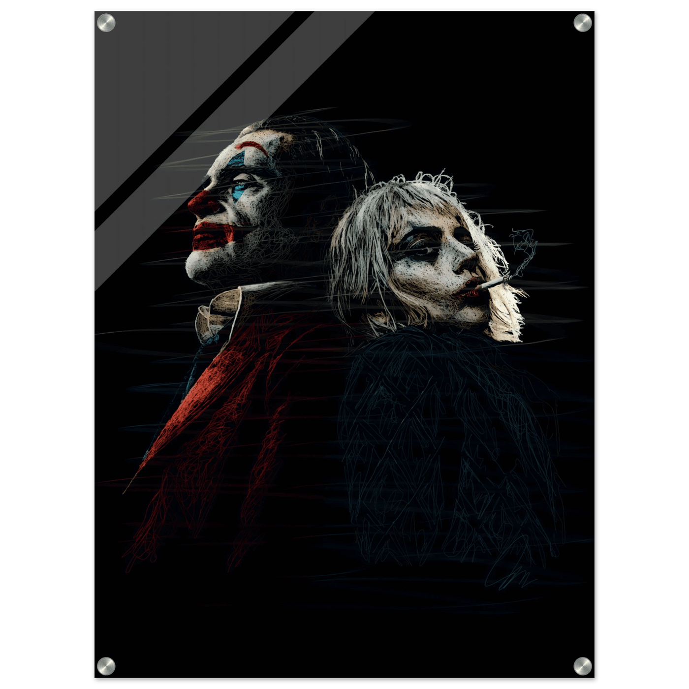 Joker & Harley Quinn Inspired Acrylic Print – Dark, Edgy, Modern Pop Art for Your Space - Vibrantwalls