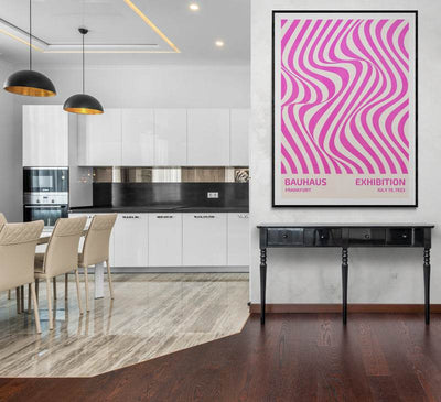 Bauhaus Pink Stripe Abstract Art Print – Modern Minimalist Framed Poster in Multiple Sizes - Vibrantwalls