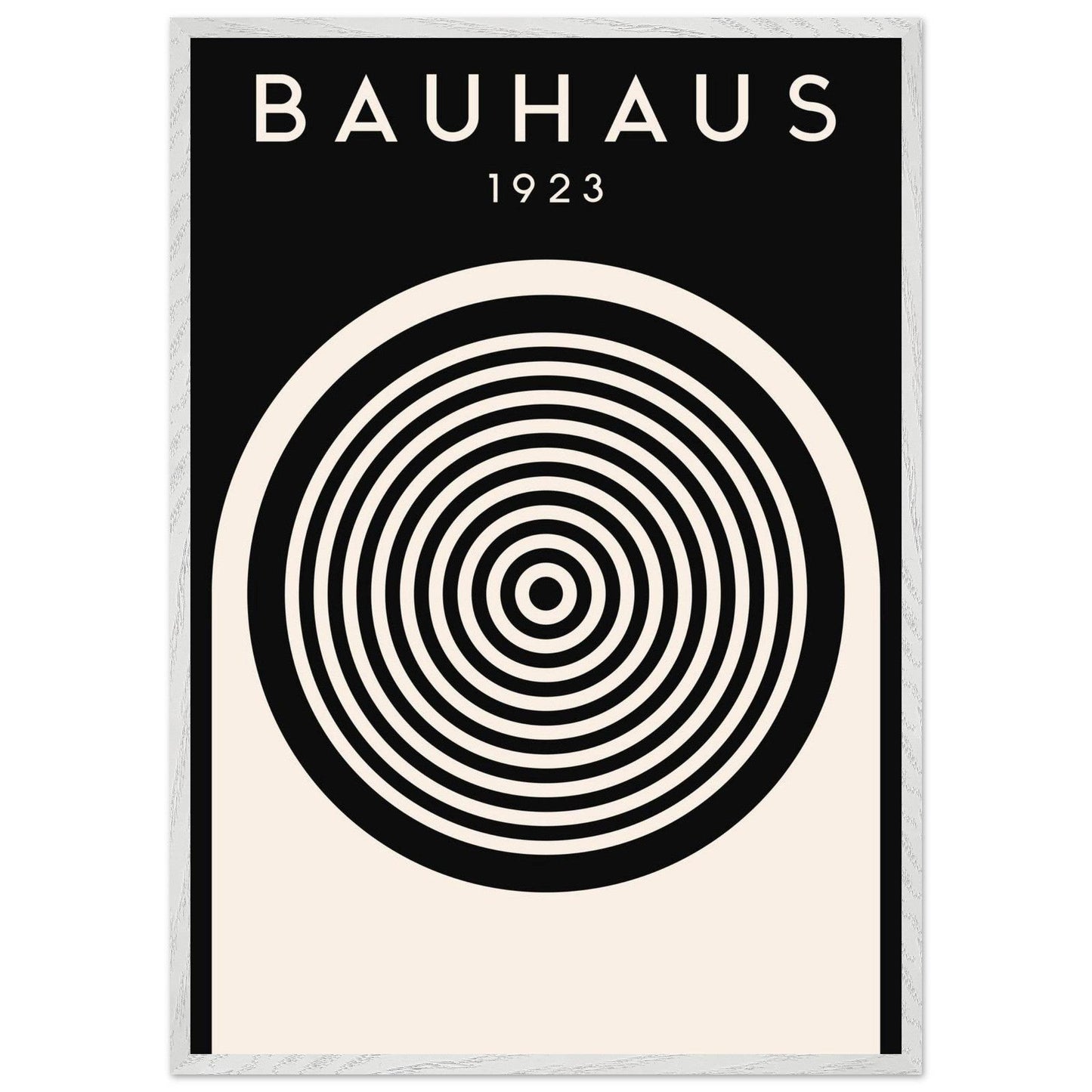 Bauhaus Black Cream Concentric Circle Movement Design Wall Art - Vibrantwalls
