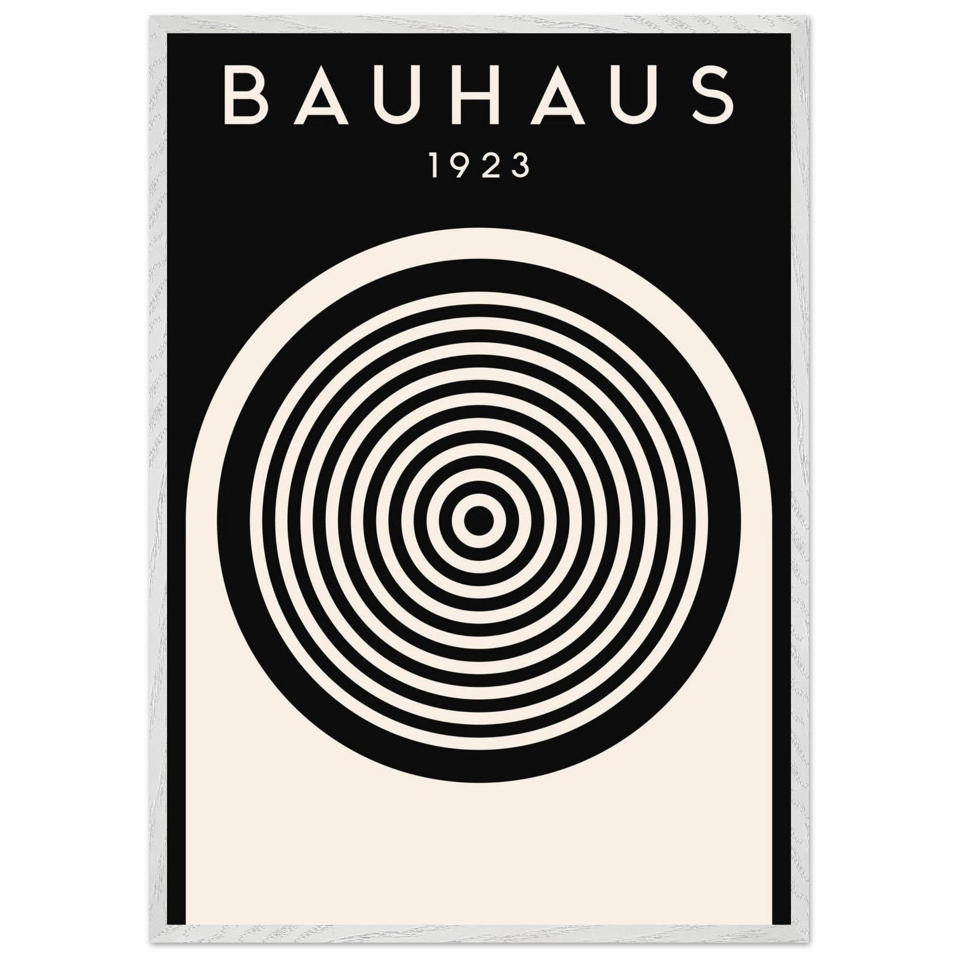 Bauhaus Black Cream Concentric Circle Movement Design Wall Art - Vibrantwalls