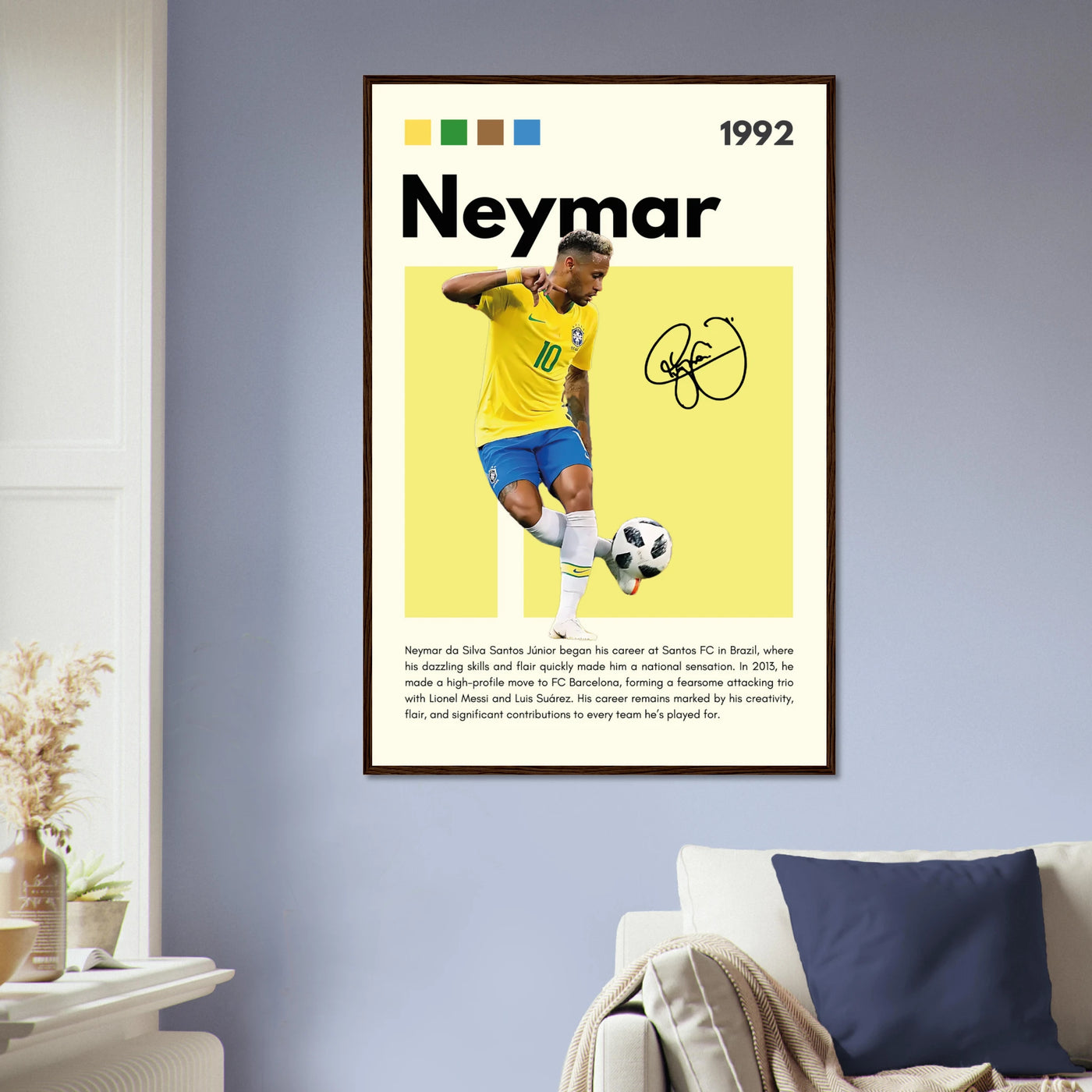 Neymar Jr. Brazilian Football Legend Framed Poster – Vibrant Pop Art Football Print Vibrantwalls