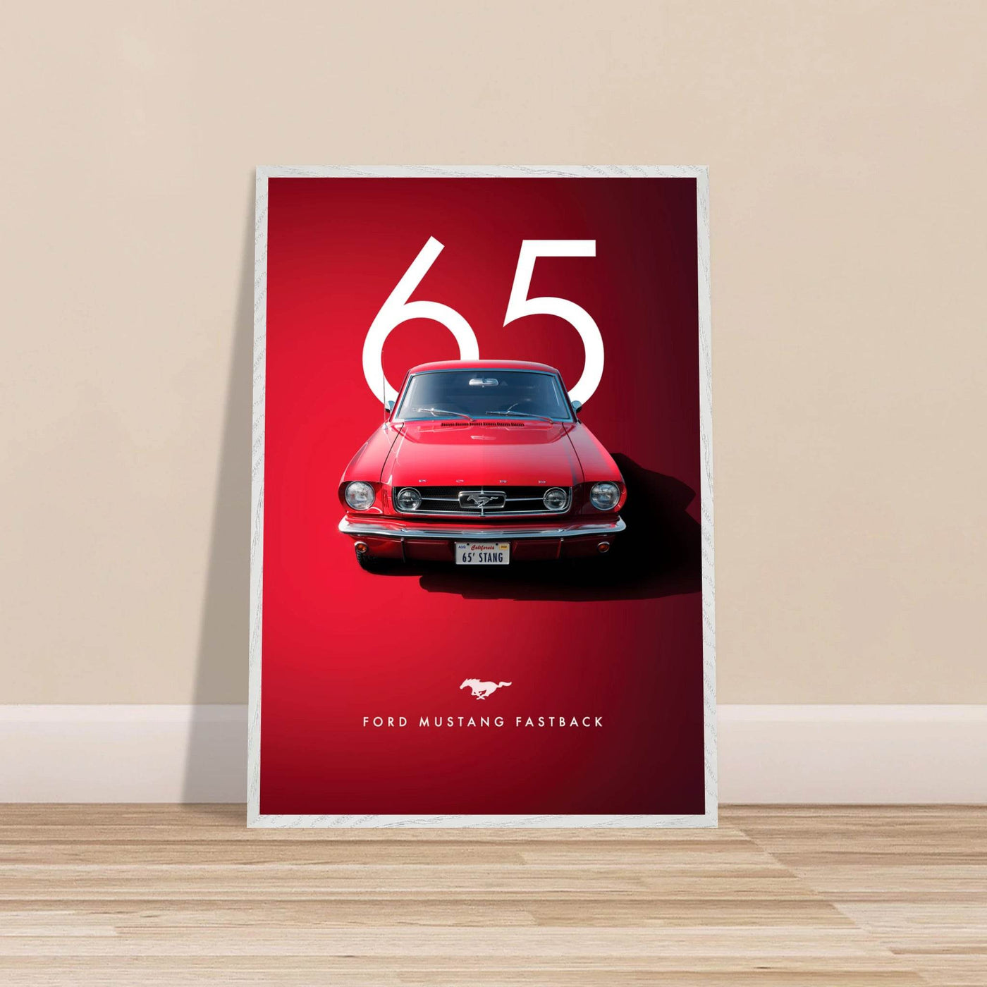 Iconic '65 Ford Mustang Fastback Framed Poster | Timeless Automotive Art, Ready-to-Hang in Your Style - Vibrantwalls
