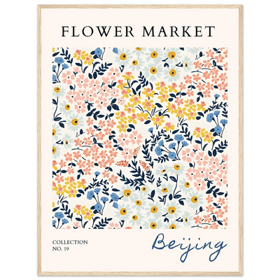 Flower Market Beijing Framed Poster – Whimsical Floral Art Print in Pastel Hues | Ready-to-Hang Wall Decor - Vibrantwalls