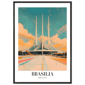 Brasília Brasil Mid-Century Modern Framed Poster – Vintage Travel Art with Wooden Frame - Vibrantwalls