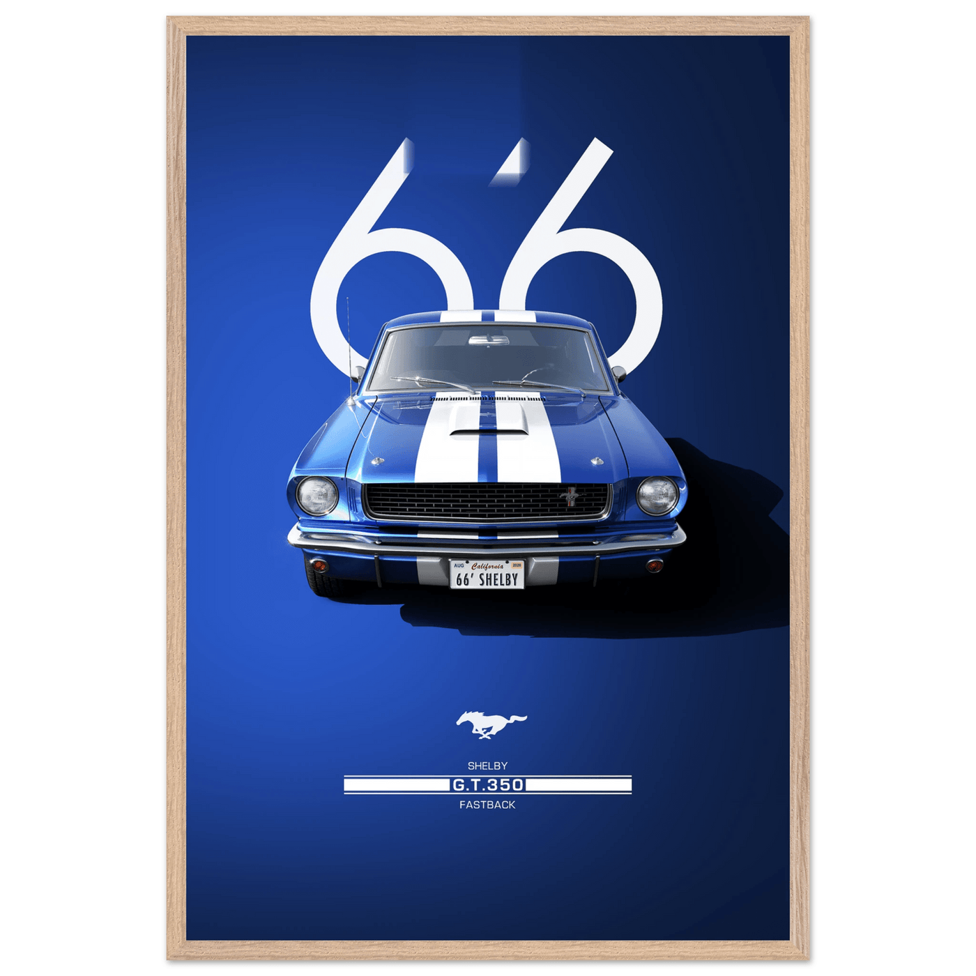 1966 Shelby GT.350 Fastback Framed Poster - Iconic Blue & White Design | Ready-to-Hang Wall Art - Vibrantwalls