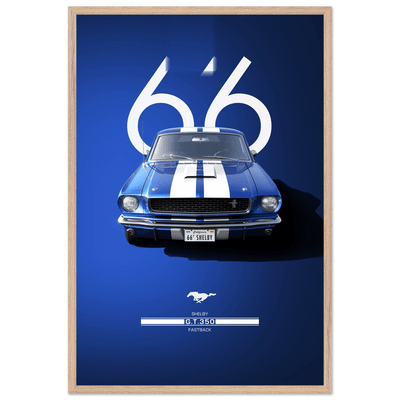 1966 Shelby GT.350 Fastback Framed Poster - Iconic Blue & White Design | Ready-to-Hang Wall Art - Vibrantwalls