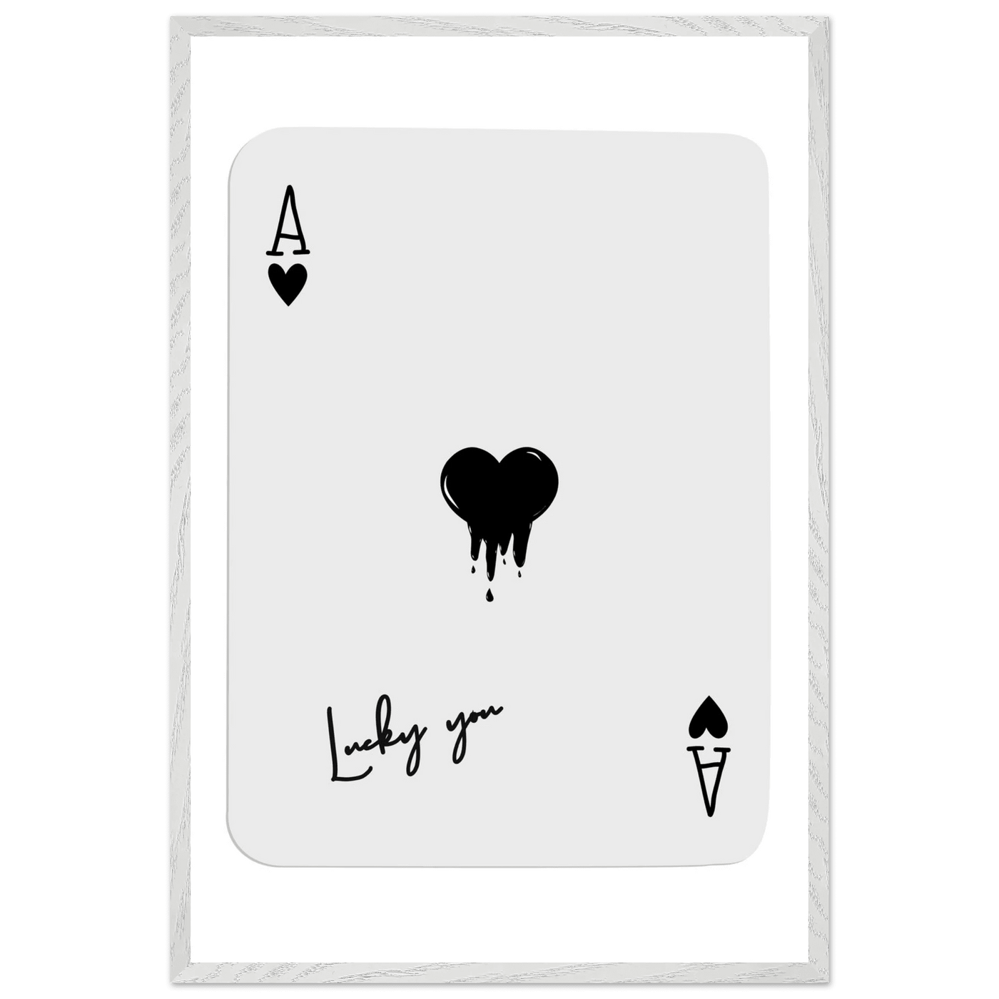 Lucky Ace of Hearts Dripping Art Print - Framed Poster, Modern Poker Card Decor, Eco-Friendly Wood Frame - Vibrantwalls