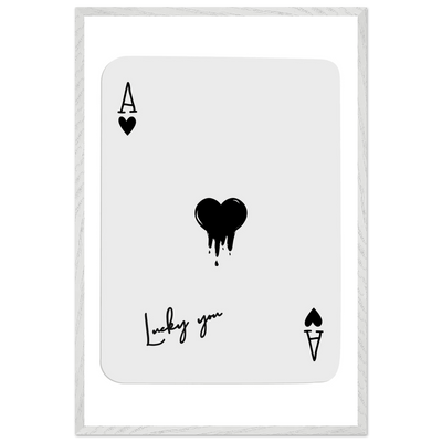 Lucky Ace of Hearts Dripping Art Print - Framed Poster, Modern Poker Card Decor, Eco-Friendly Wood Frame - Vibrantwalls
