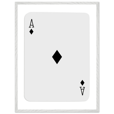 Minimalist Ace of Diamonds Poker Card Art Print - Framed Wall Decor with Eco-Friendly Wood Frame - Vibrantwalls