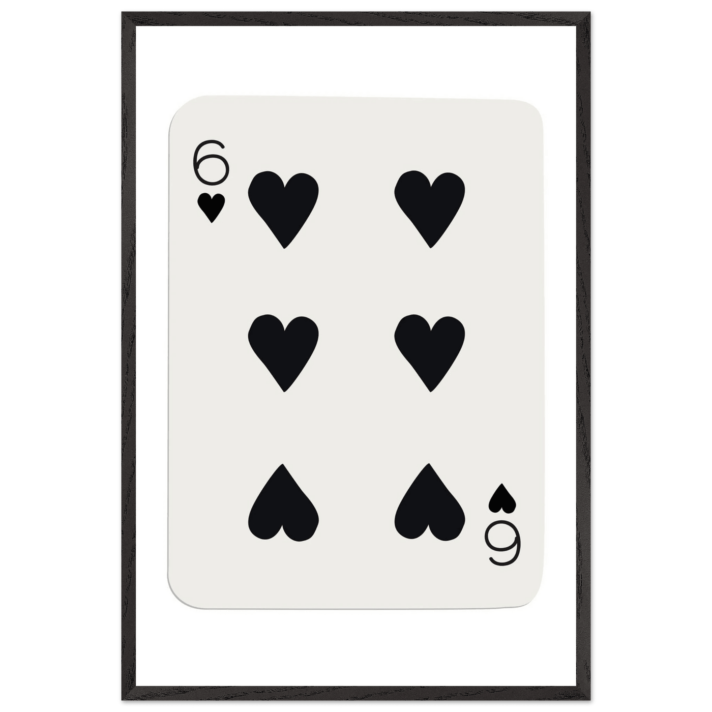 Six of Hearts Poker Card Print - Mounted Framed Poster Art, Eco-Friendly Wood Frame in Your Choice of Frame & Size - Vibrantwalls