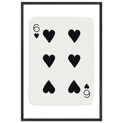 Six of Hearts Poker Card Print - Mounted Framed Poster Art, Eco-Friendly Wood Frame in Your Choice of Frame & Size - Vibrantwalls