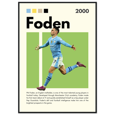 Phil Foden Manchester City Football Legend Poster 70x100 cm 28x40″ Black frame Vibrantwalls