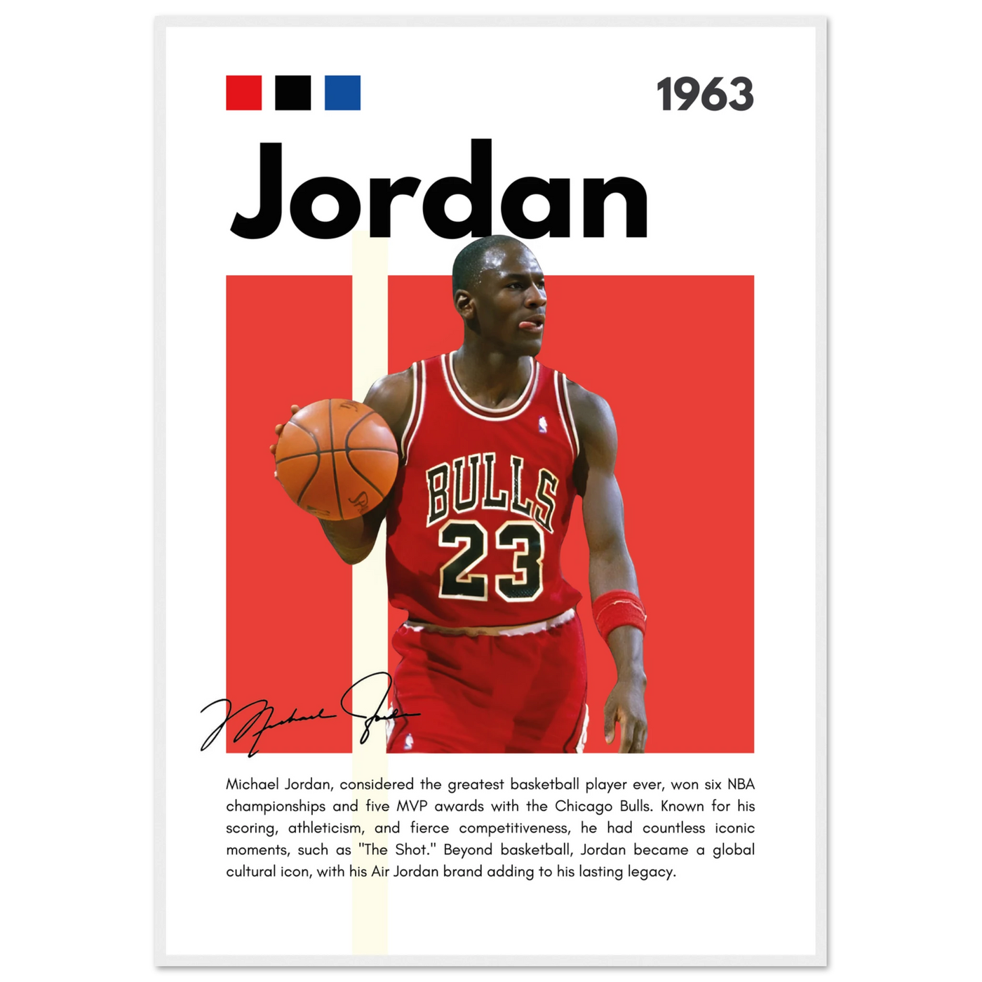 Michael Jordan Air Jordan Bulls Retro Print 70x100 cm 28x40″ White frame Vibrantwalls