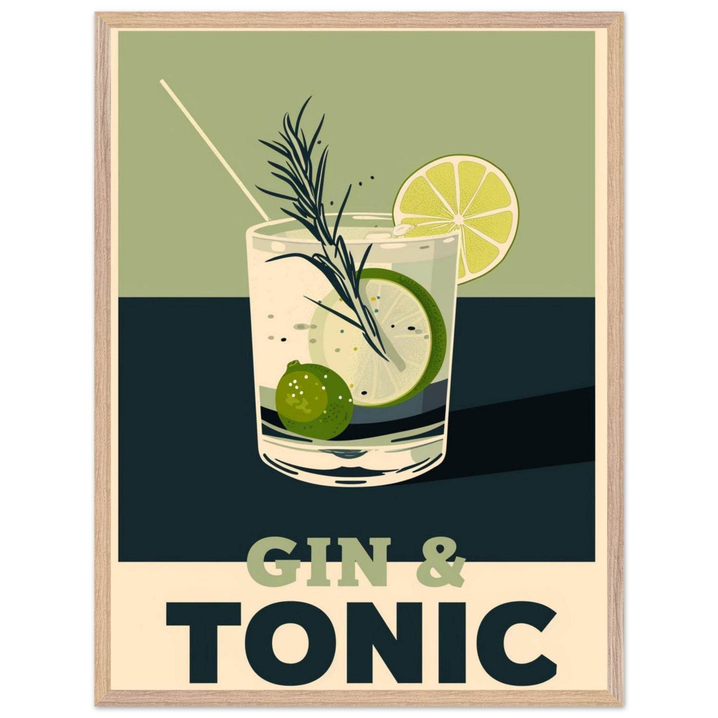 Gin Tonic Cocktail Recipe Contemporary Bar Poster - Vibrantwalls