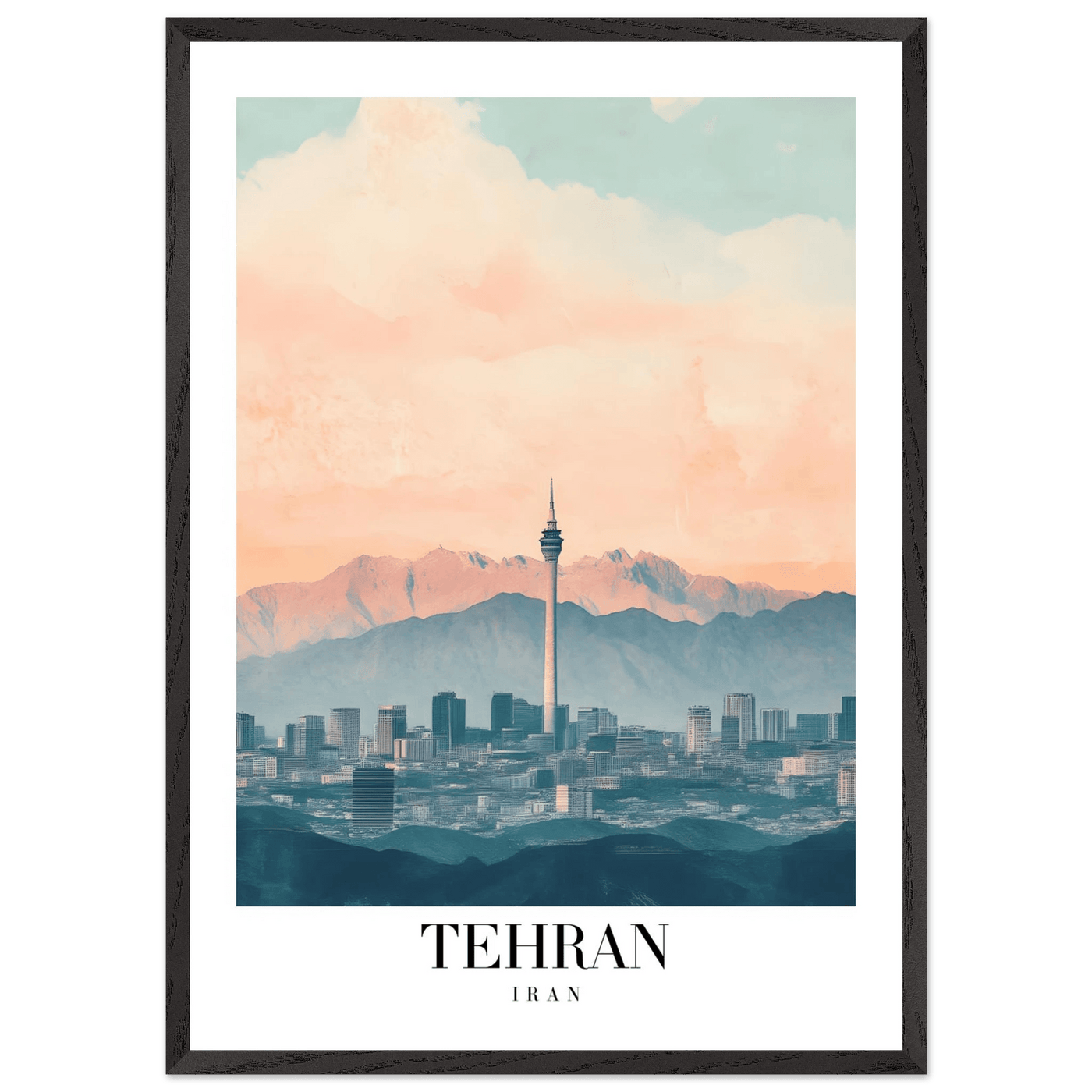 Tehran Iran Framed Poster – Vintage Cityscape Wall Art with Soft Hues & Wooden Frame - Vibrantwalls