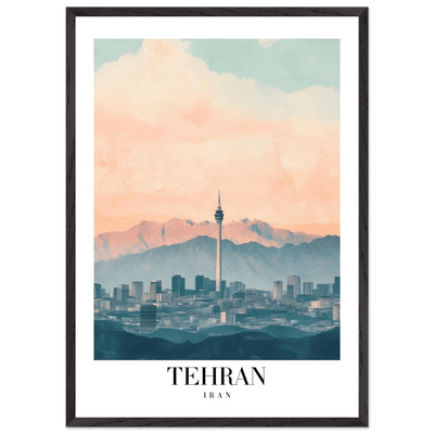 Tehran Iran Framed Poster – Vintage Cityscape Wall Art with Soft Hues & Wooden Frame - Vibrantwalls