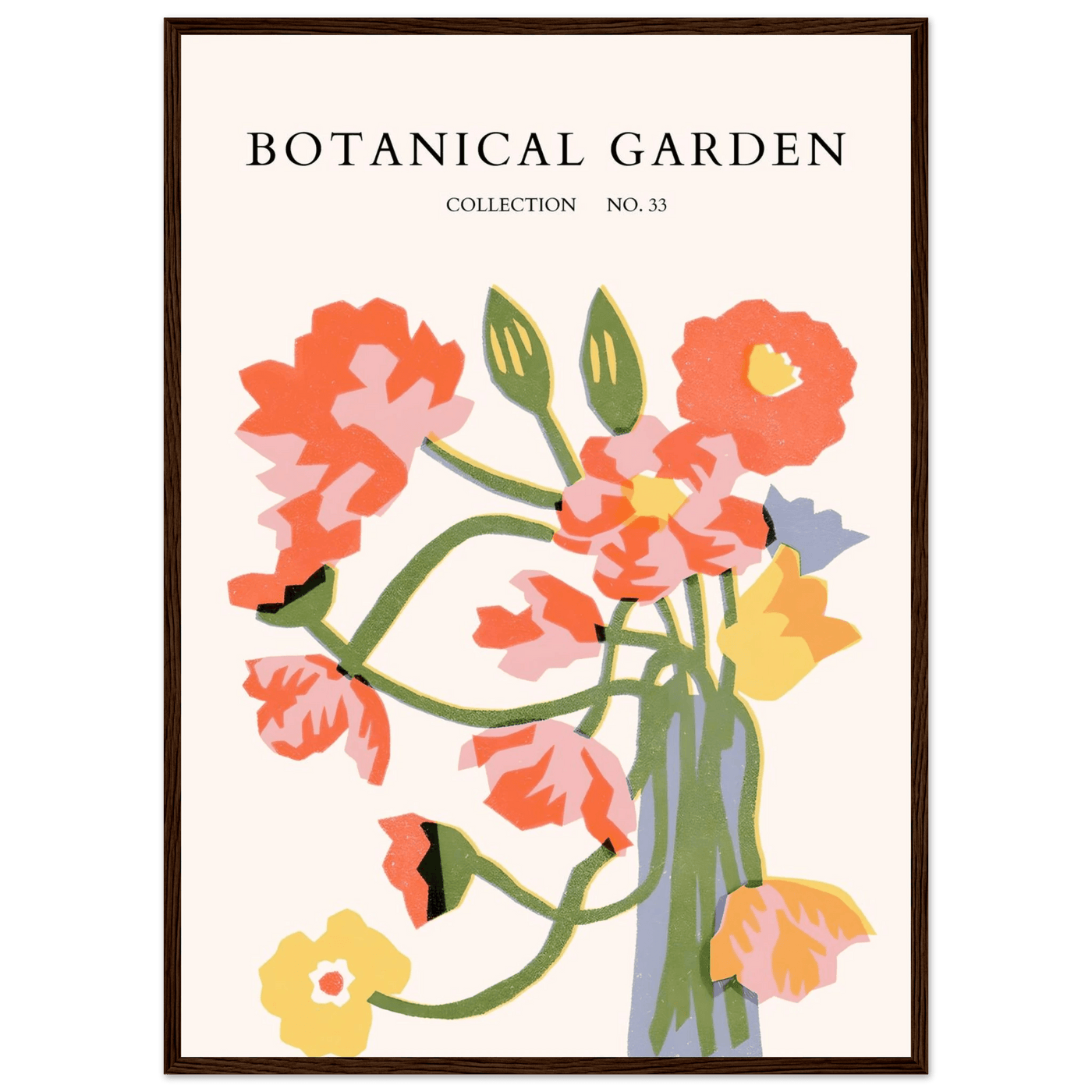 Botanical Garden Framed Poster - Abstract Floral Art Print | Warm Hues & Nature-Inspired Decor - Vibrantwalls