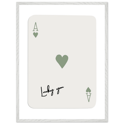 Lucky You Ace of Hearts Print - Botanical Green Framed Poster Art, Eco-Friendly Wood Frame & Choice of Finish - Vibrantwalls