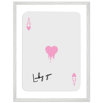 Lucky You - Ace of Hearts Drip Pink Print - Mounted Framed Poster Art with Eco-Friendly Wood Frame - Vibrantwalls