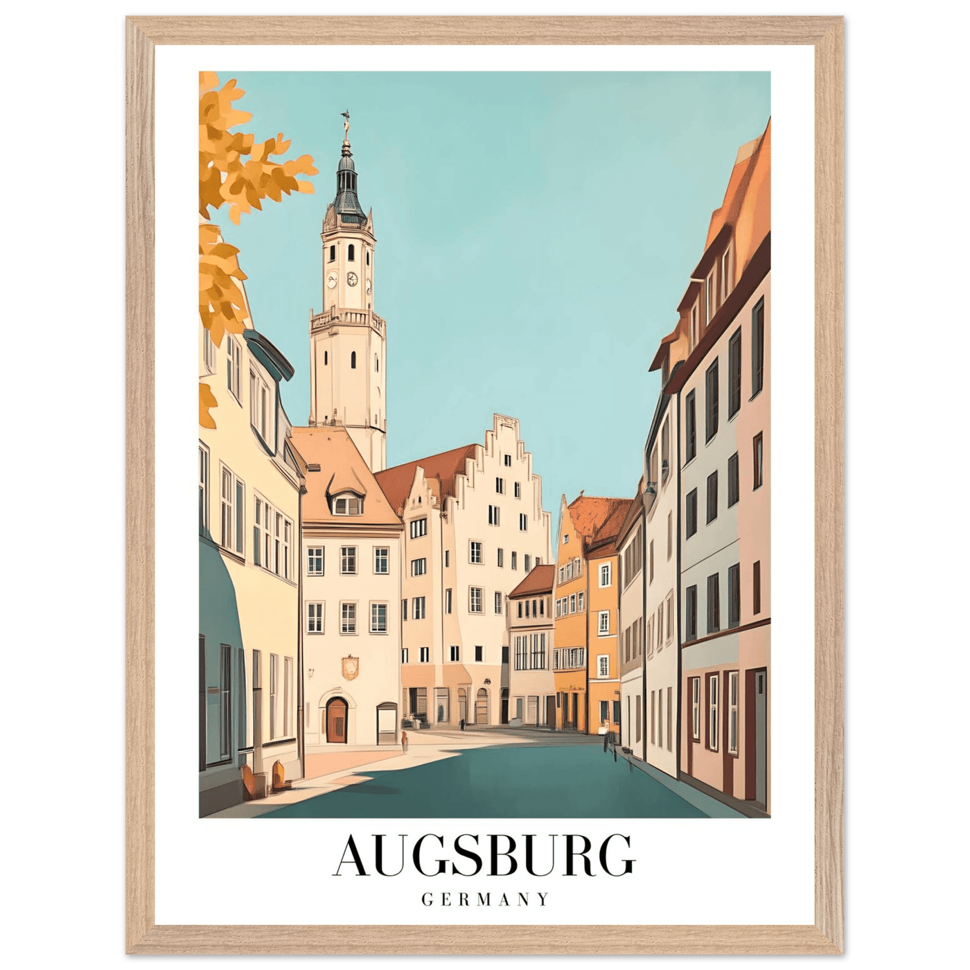 Augsburg Germany Framed Poster – Vintage European Cityscape Wall Art with Wooden Frame in Various Sizes - Vibrantwalls