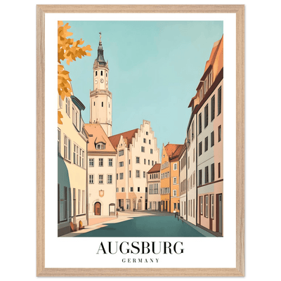 Augsburg Germany Framed Poster – Vintage European Cityscape Wall Art with Wooden Frame in Various Sizes - Vibrantwalls