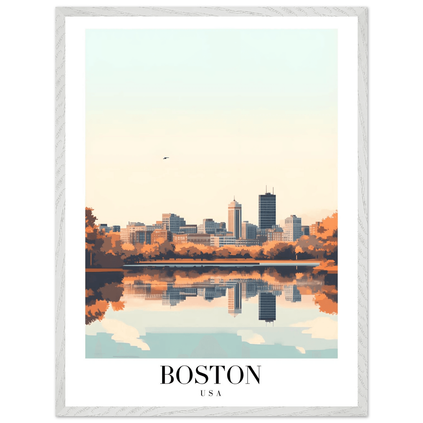 Boston Cityscape Framed Poster – Modern Travel Wall Art with Wooden Frame & Multiple Sizes - Vibrantwalls