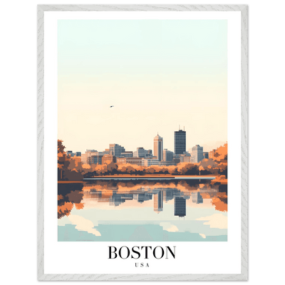 Boston Cityscape Framed Poster – Modern Travel Wall Art with Wooden Frame & Multiple Sizes - Vibrantwalls