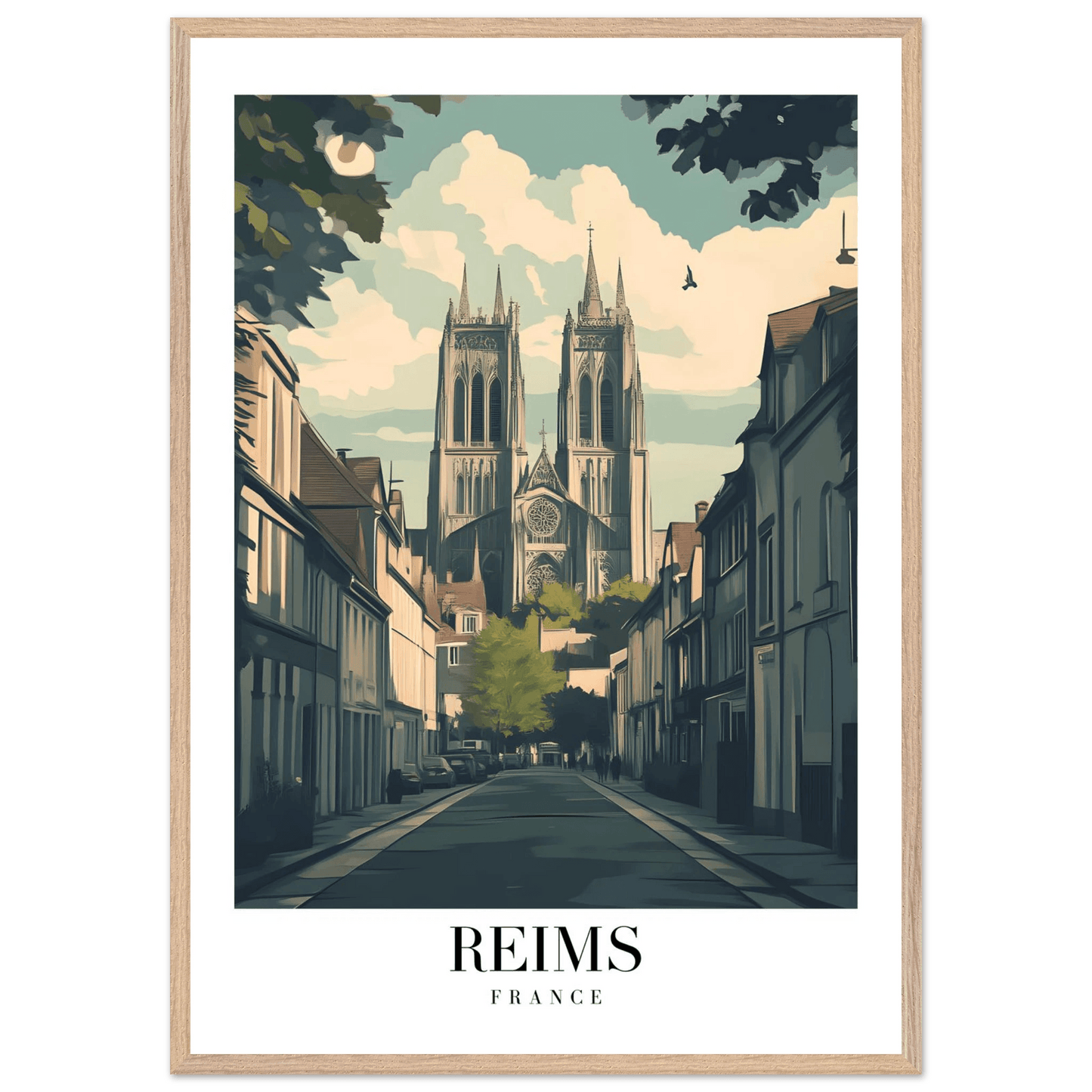 Reims France Cathedral Framed Poster – Vintage Cityscape Wall Art for Home or Office - Vibrantwalls
