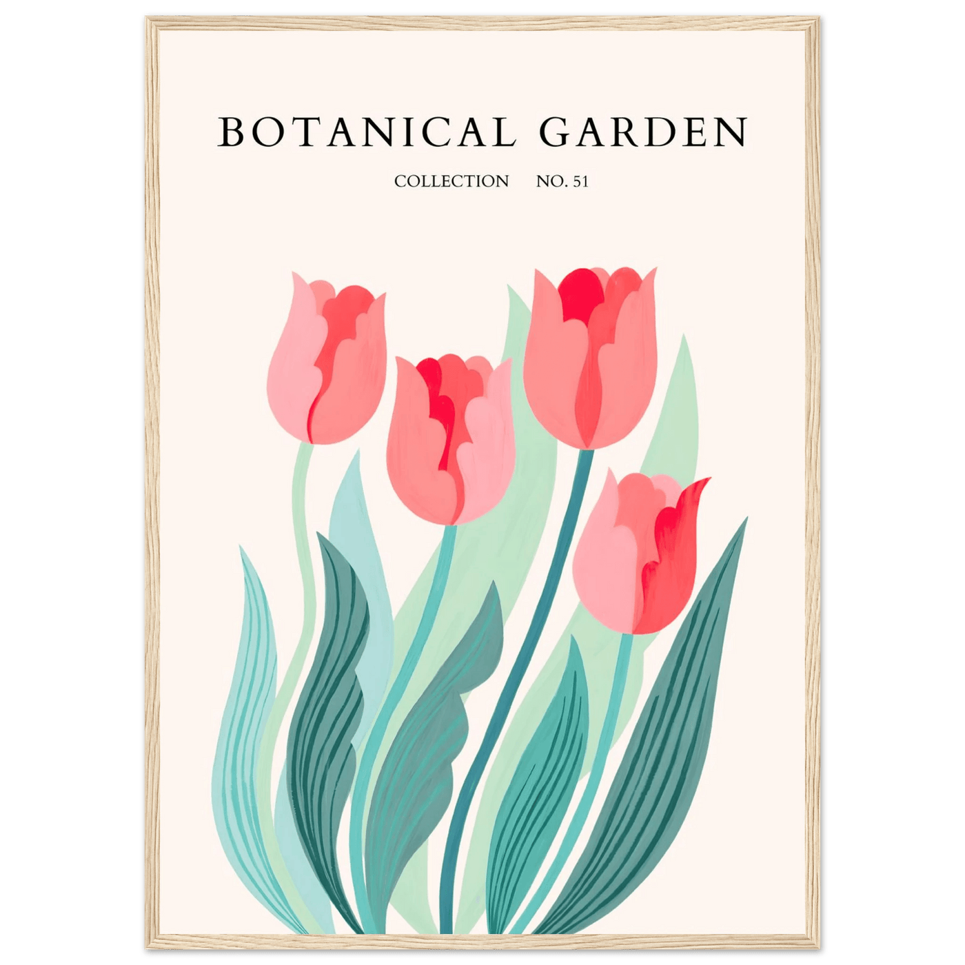 Botanical Garden Tulip Framed Poster – Pastel Florals & Nature Art Prints | Ready-to-Hang Wall Decor - Vibrantwalls