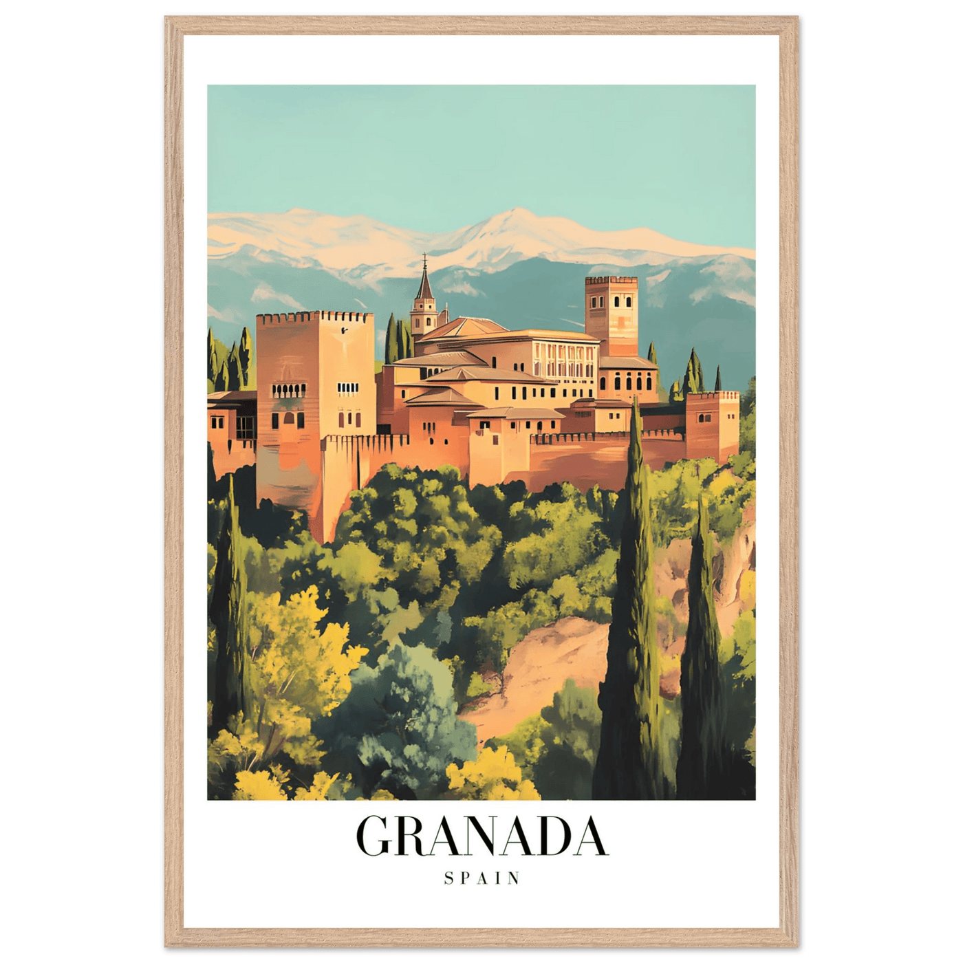 Granada Spain Framed Poster – Vintage Travel Wall Art with Wooden Frame - Vibrantwalls