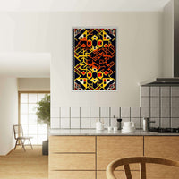 Abstract Geometric Poster Yellow Red Cubism Style Picasso Wall Art - Vibrantwalls