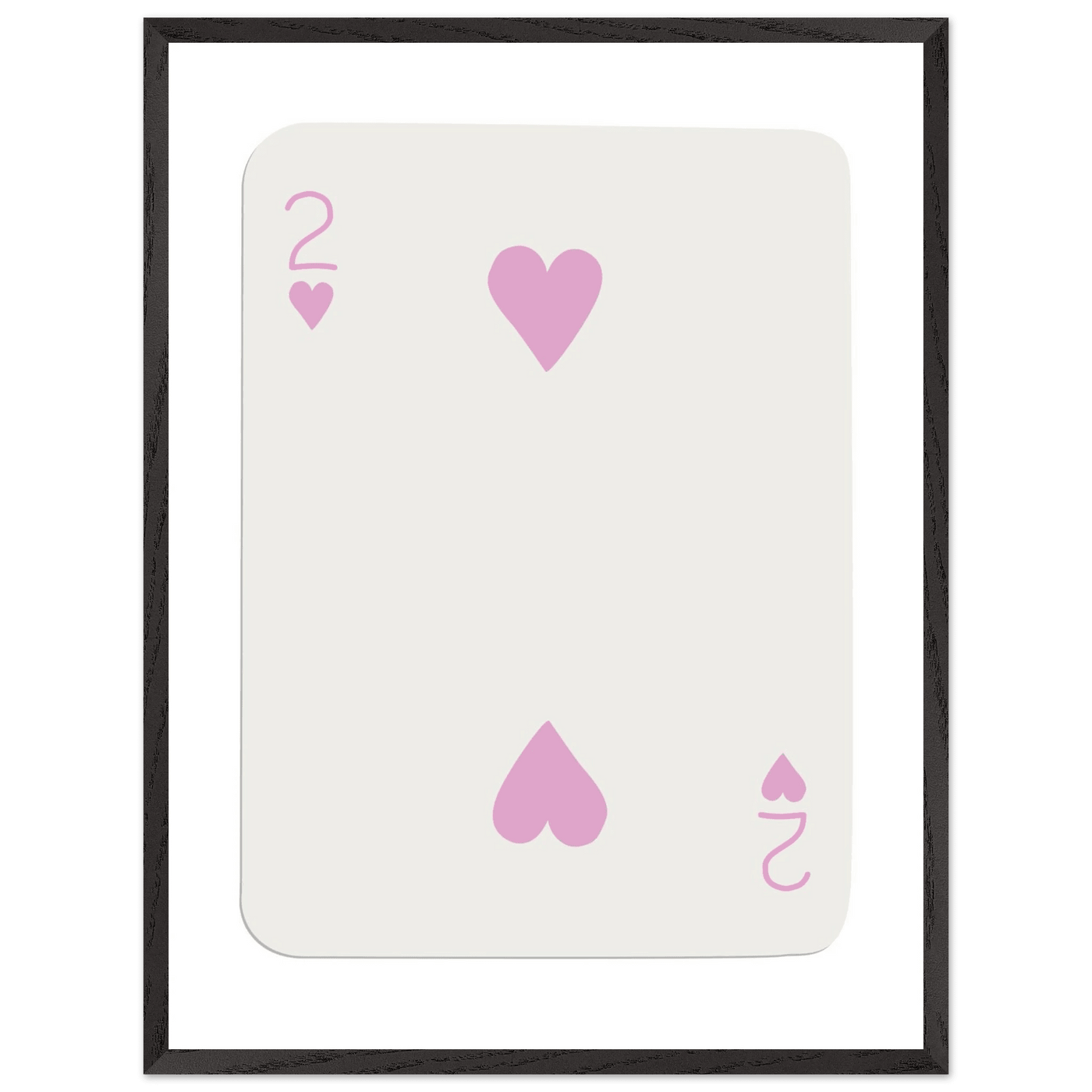 Minimalist Pink Two of Hearts Poker Card Art Print - Framed & Mounted Eco-Friendly Decor, Custom Sizes Available - Vibrantwalls