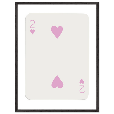Minimalist Pink Two of Hearts Poker Card Art Print - Framed & Mounted Eco-Friendly Decor, Custom Sizes Available - Vibrantwalls