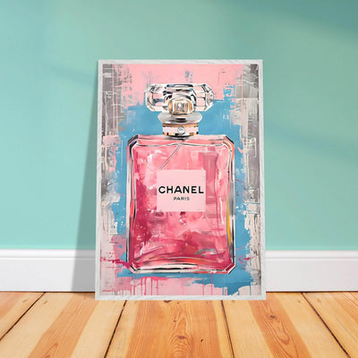 Coco Mademoiselle Chanel Art Print - Pink & Blue Pop Art Style Framed Poster - Vibrantwalls