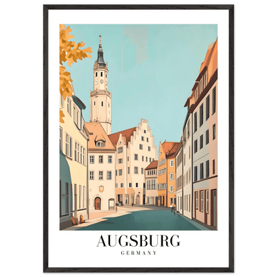 Augsburg Germany Framed Poster – Vintage European Cityscape Wall Art with Wooden Frame in Various Sizes - Vibrantwalls