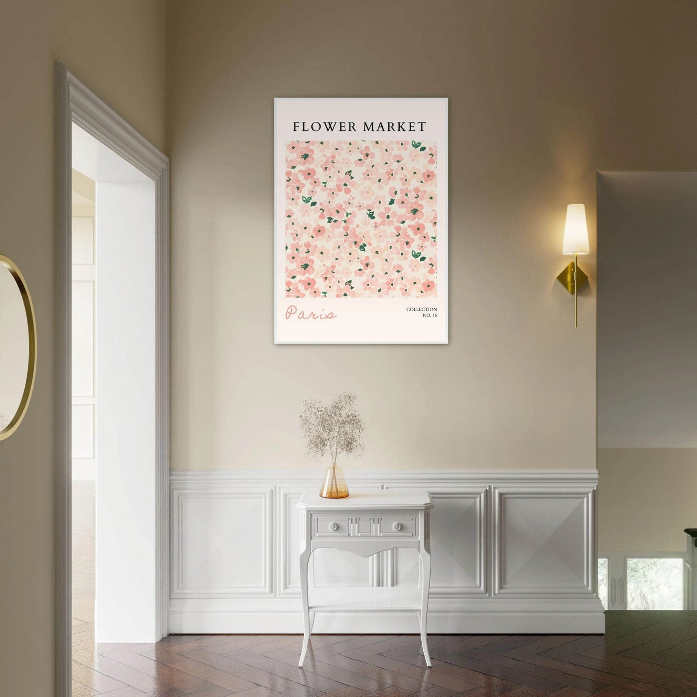 Paris Flower Market Framed Poster – Blush Floral Art Print | Ready-to-Hang Wall Decor in Multiple Sizes & Frame Finishes - Vibrantwalls