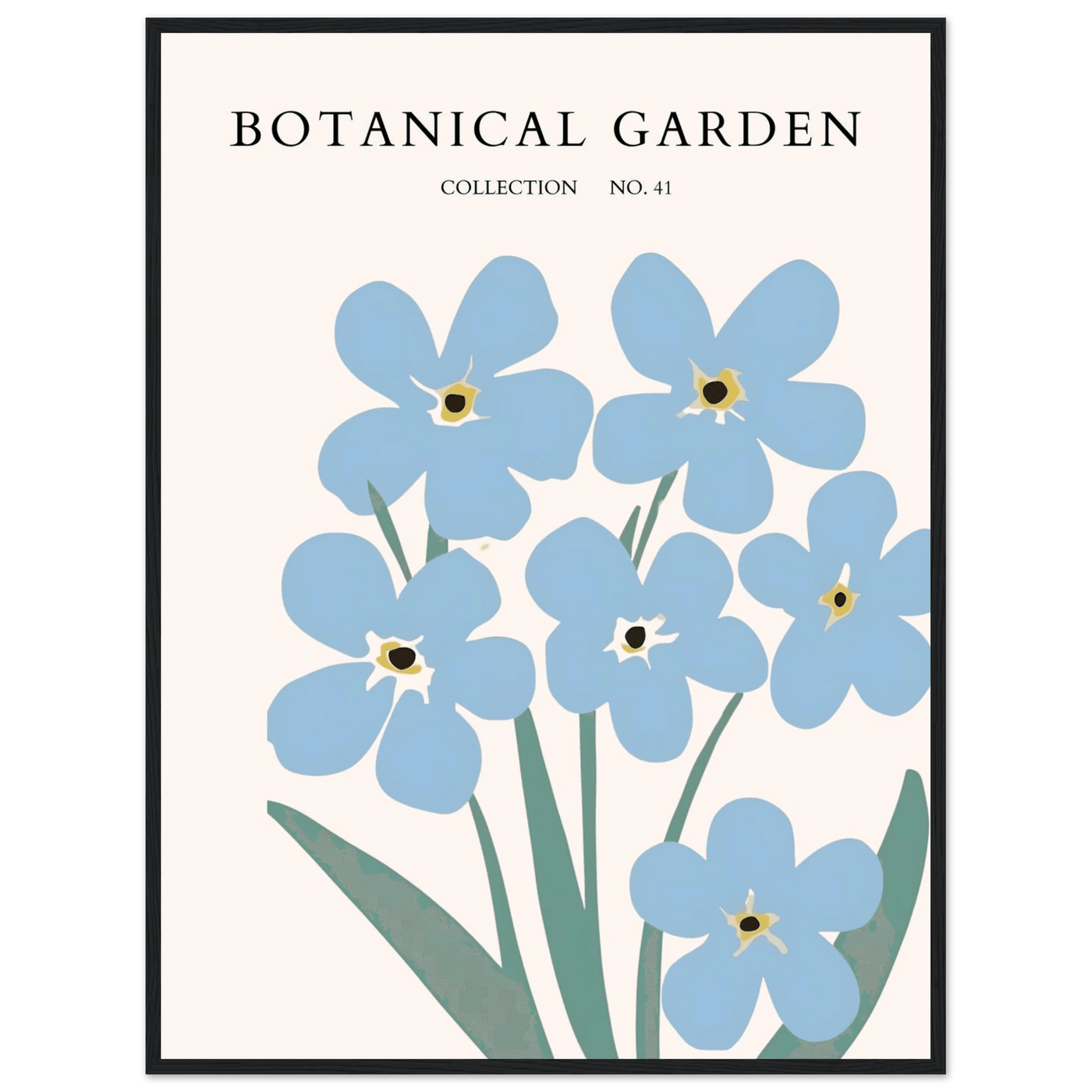 Botanical Garden Forget-Me-Nots Framed Poster - Soft Blue Floral Art Print | Ready-to-Hang Wall Decor - Vibrantwalls