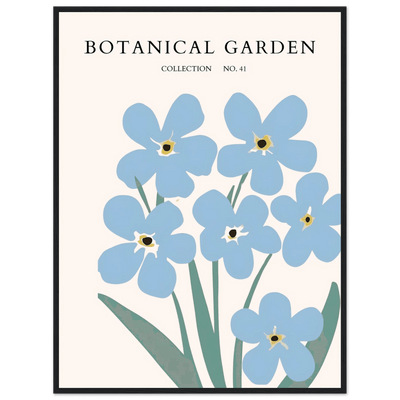 Botanical Garden Forget-Me-Nots Framed Poster - Soft Blue Floral Art Print | Ready-to-Hang Wall Decor - Vibrantwalls