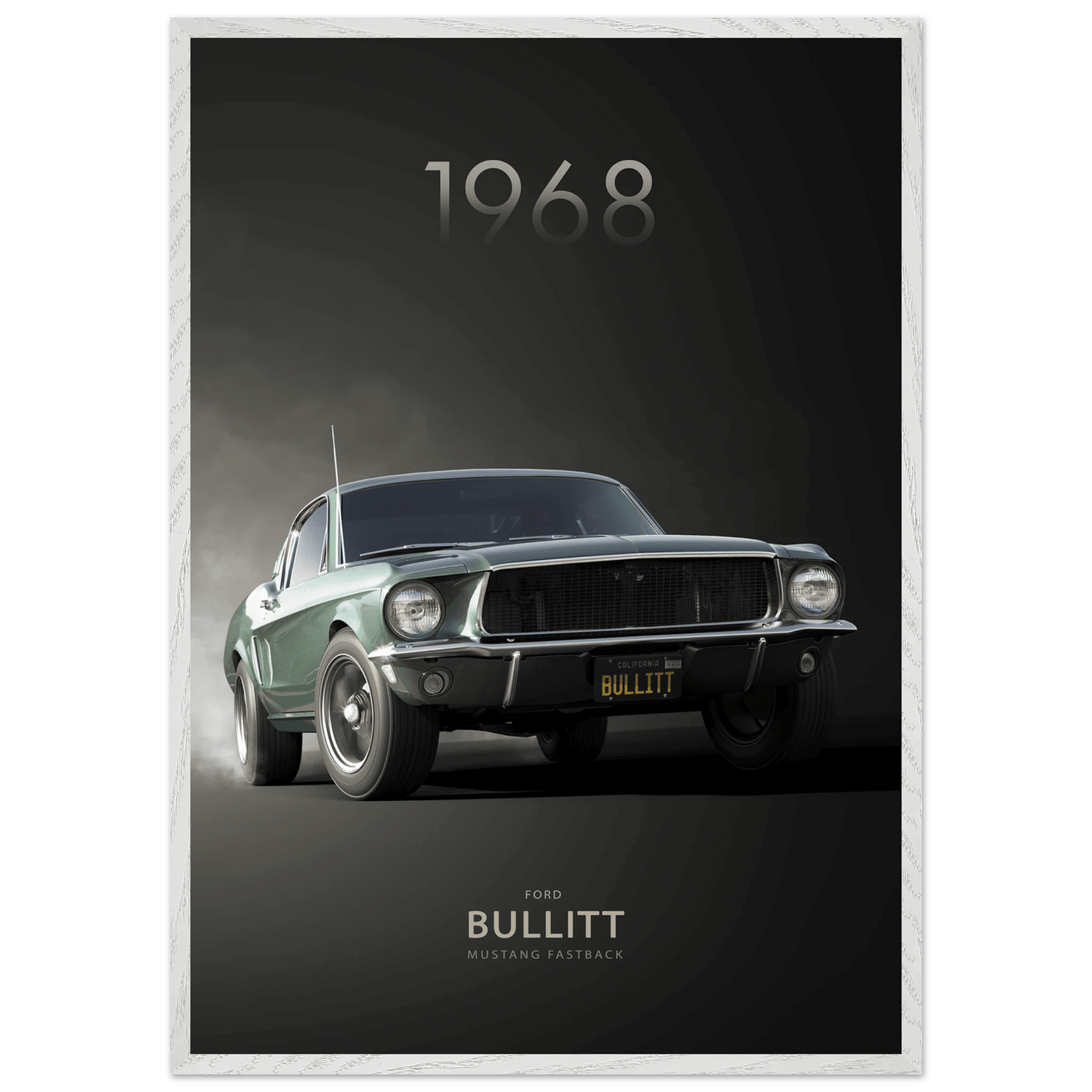 1968 Bullitt Mustang GT - 50th Anniversary Framed Poster | Iconic Green, Ready-to-Hang, Premium Quality - Vibrantwalls