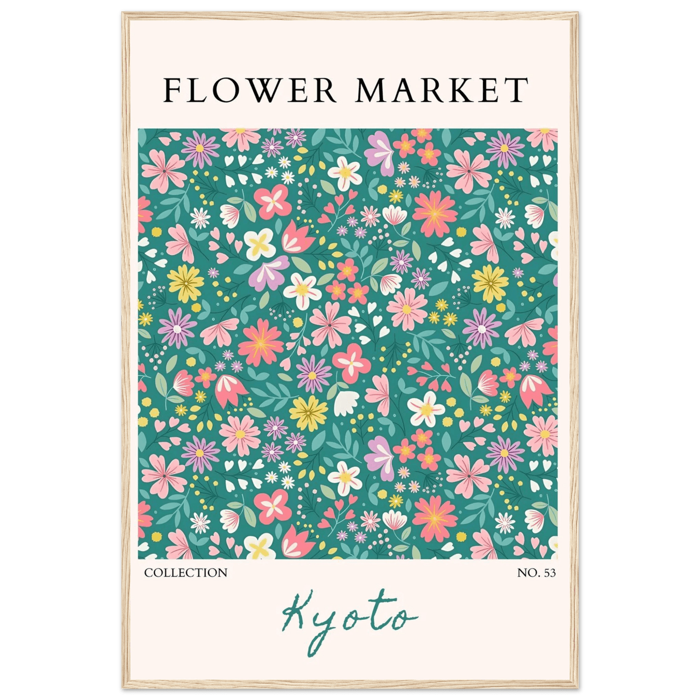 Kyoto Flower Market Framed Poster – Whimsical Floral Art Print for a Touch of Spring | Ready-to-Hang Decor - Vibrantwalls