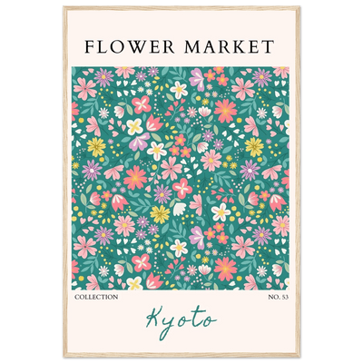 Kyoto Flower Market Framed Poster – Whimsical Floral Art Print for a Touch of Spring | Ready-to-Hang Decor - Vibrantwalls