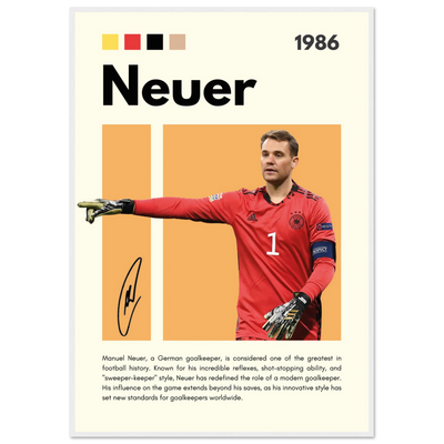 Manuel Neuer Goalkeeper Framed Football Legend Poster 70x100 cm 28x40″ White frame Vibrantwalls