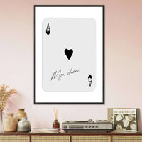 Ace of Hearts 'Mon Cheri' Art Print - Framed Poker Card Poster, Eco-Friendly Wood Frame - Vibrantwalls