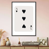 Three of Hearts Poker Card Print - Eco-Friendly Framed Poster Art, Available in Multiple Sizes & Frame Finishes - Vibrantwalls