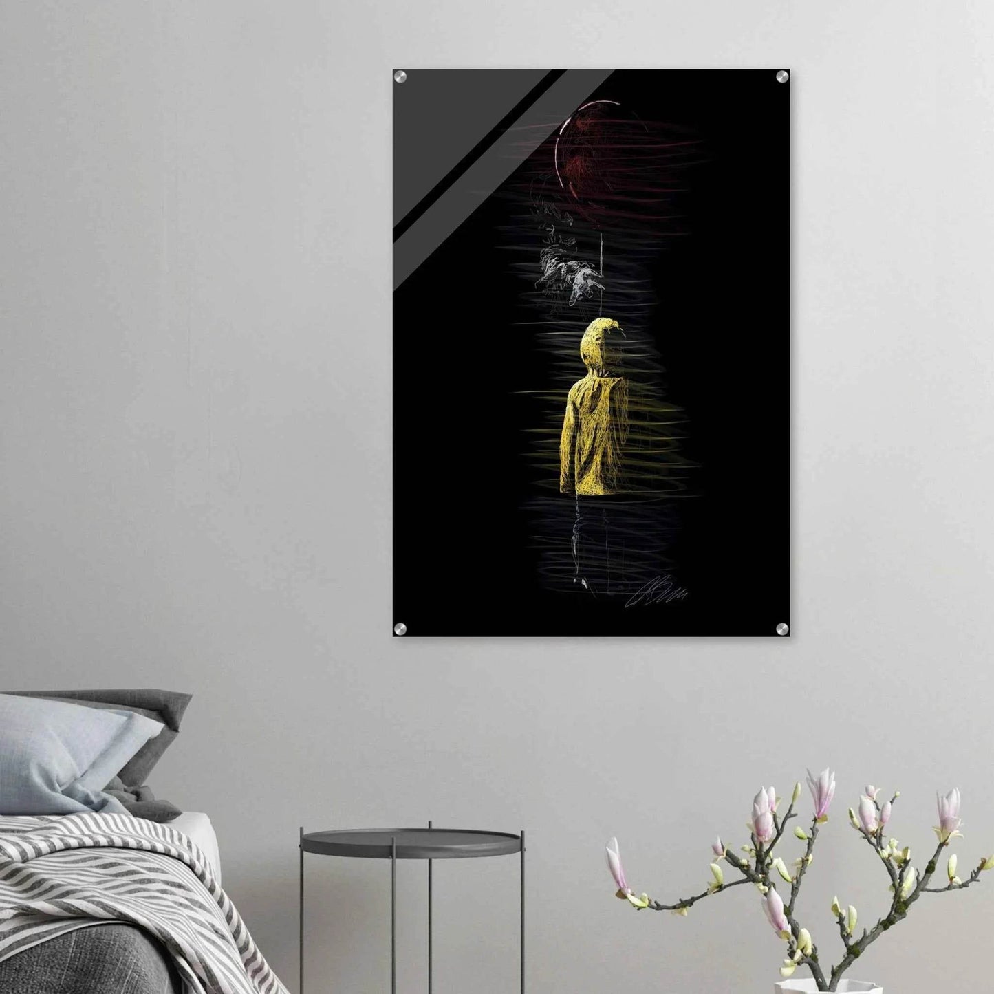 Abstract Figure Acrylic Print – Modern Black & Yellow Art, Vibrant & Durable Wall Decor - Vibrantwalls