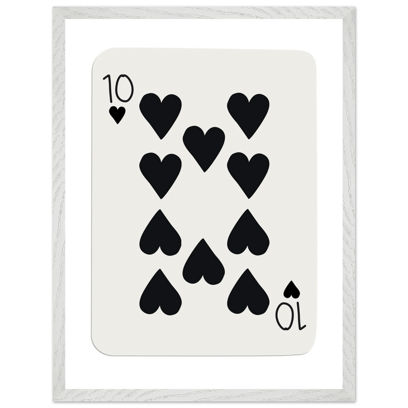 Minimalist Ten of Hearts Poker Card Print - Mounted Framed Poster Art, Eco-Friendly Wood Frame - Vibrantwalls