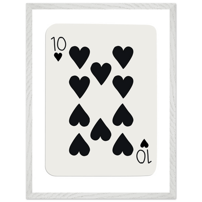 Minimalist Ten of Hearts Poker Card Print - Mounted Framed Poster Art, Eco-Friendly Wood Frame - Vibrantwalls