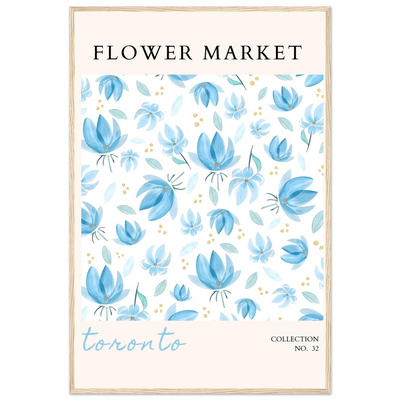 Toronto Flower Market Wall Art – Delicate Blue Floral & Gold Dot Prints | Framed & Ready-to-Hang - Vibrantwalls