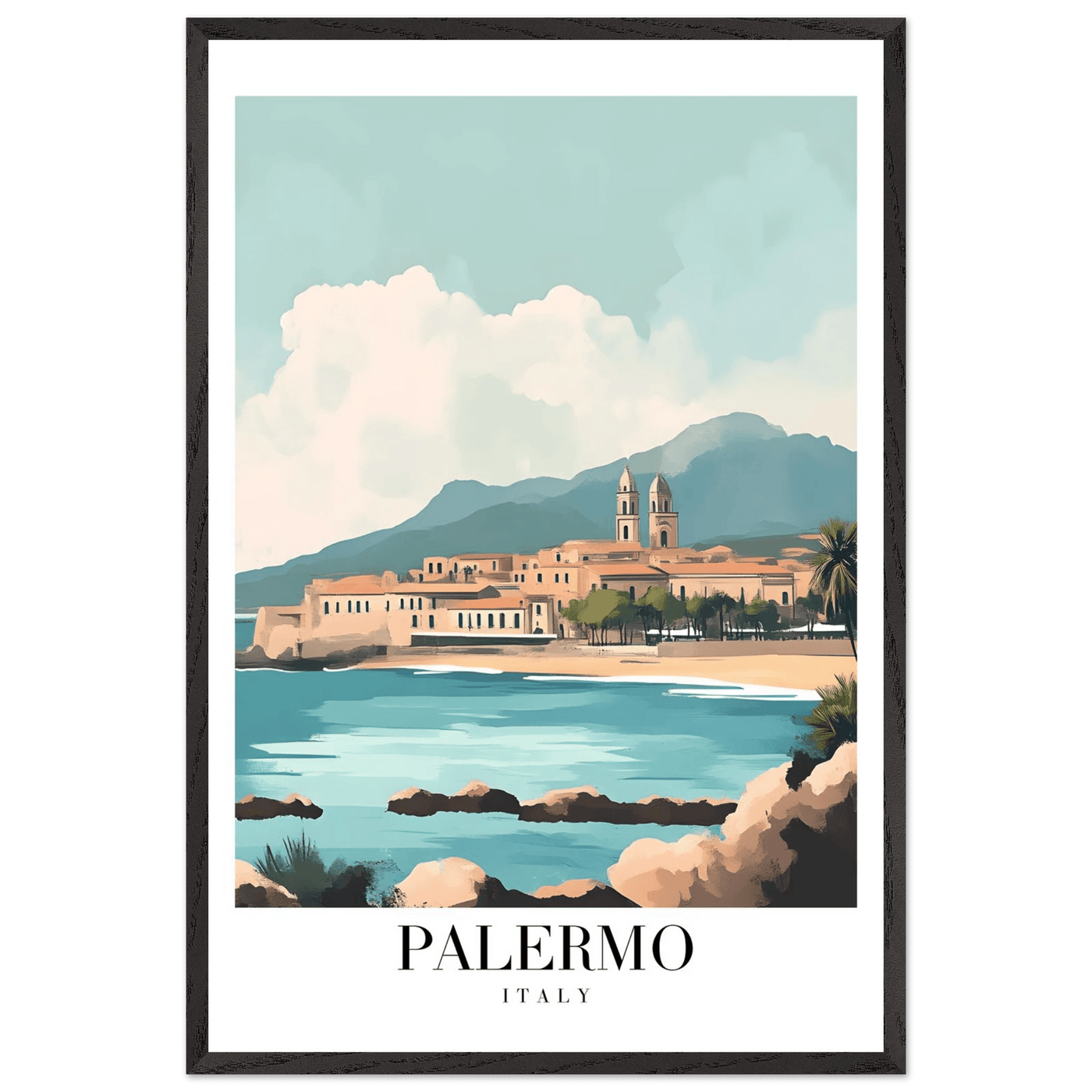 Palermo Italy Framed Poster – Vintage Mediterranean Travel Wall Art in Your Choice of Frame - Vibrantwalls