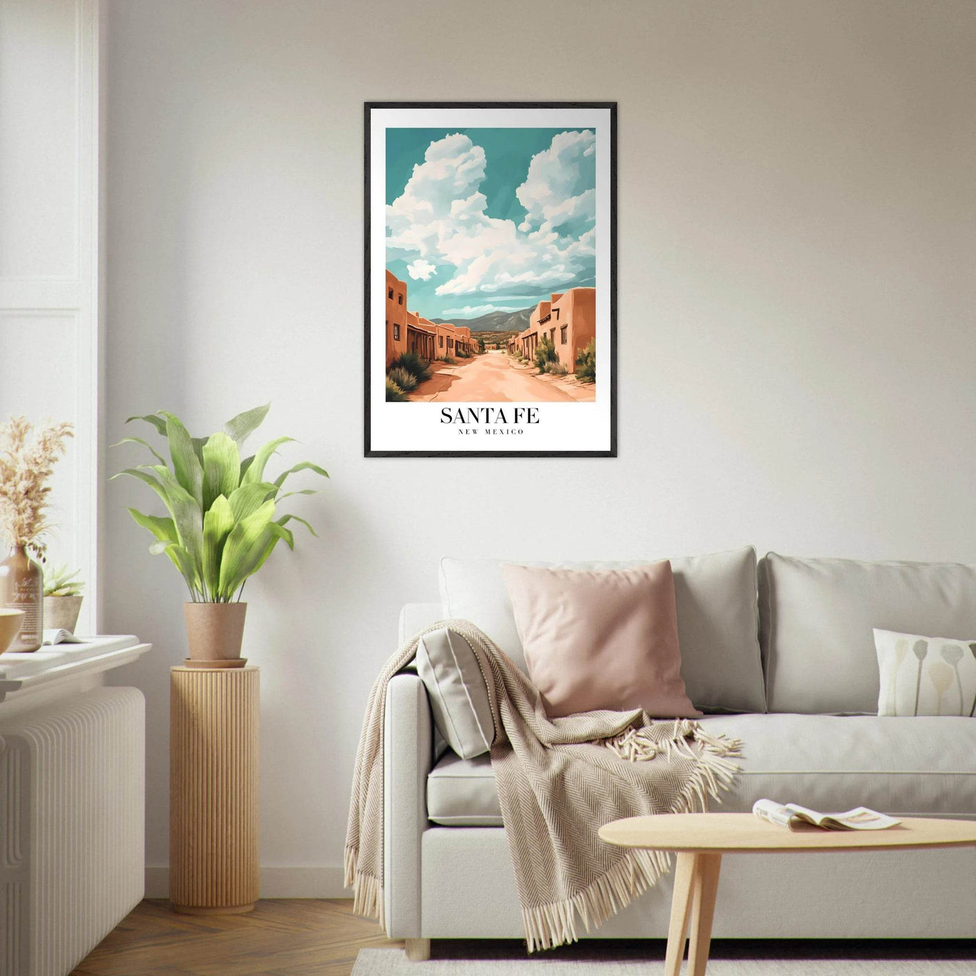 Santa Fe New Mexico Framed Poster – Vintage Southwest Wall Art with Wooden Frame - Vibrantwalls